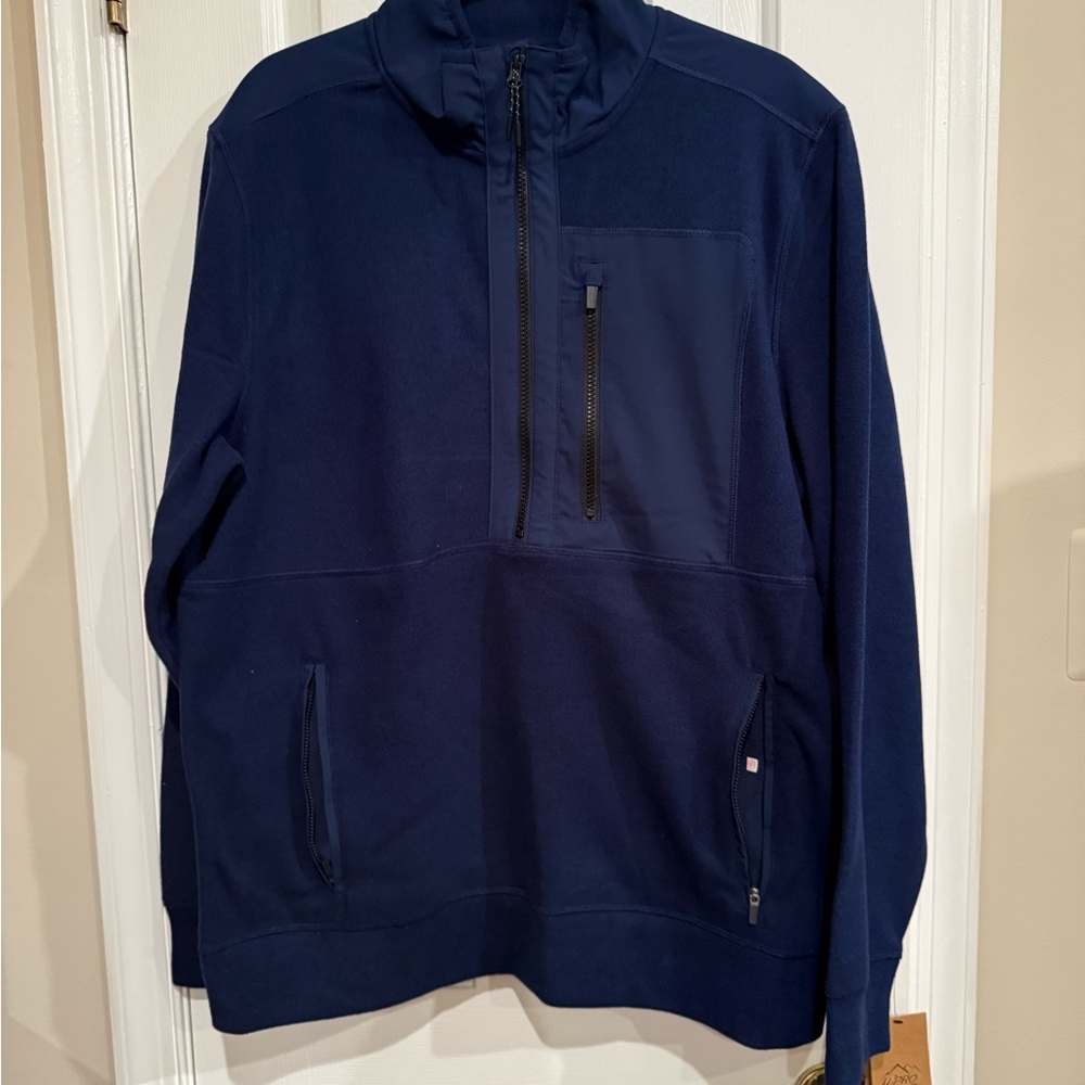 Unipro Fleece Pullover Jacket Men's Size Large Lightweight Blue Zip Sweatshirt